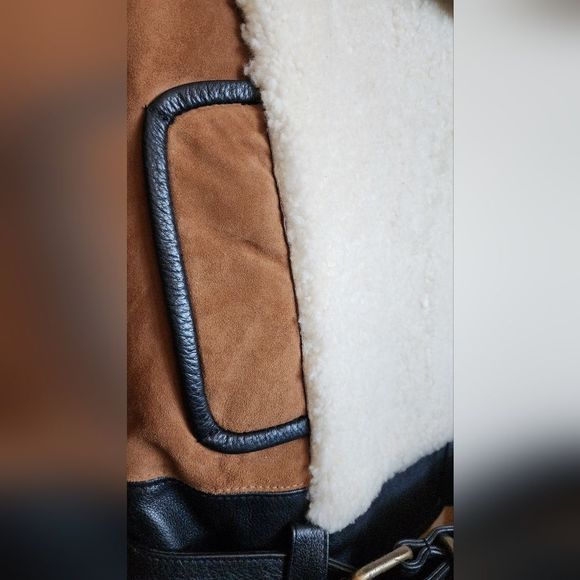 Scotch & Soda women's sheep hair and leather jacket size medium - Picture 13 of 16